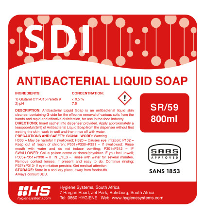SSC-SDI-020 - SDI ANTIBACTERIAL LIQUID SOAP - 800ml x 6