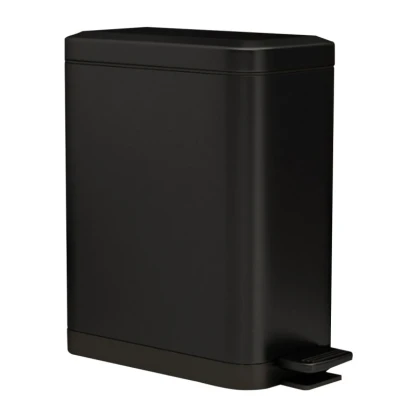 WPB-PED-001 - QUARTZ WASTE PAPER BLACK PEDAL BIN - (18L) - BLACK
